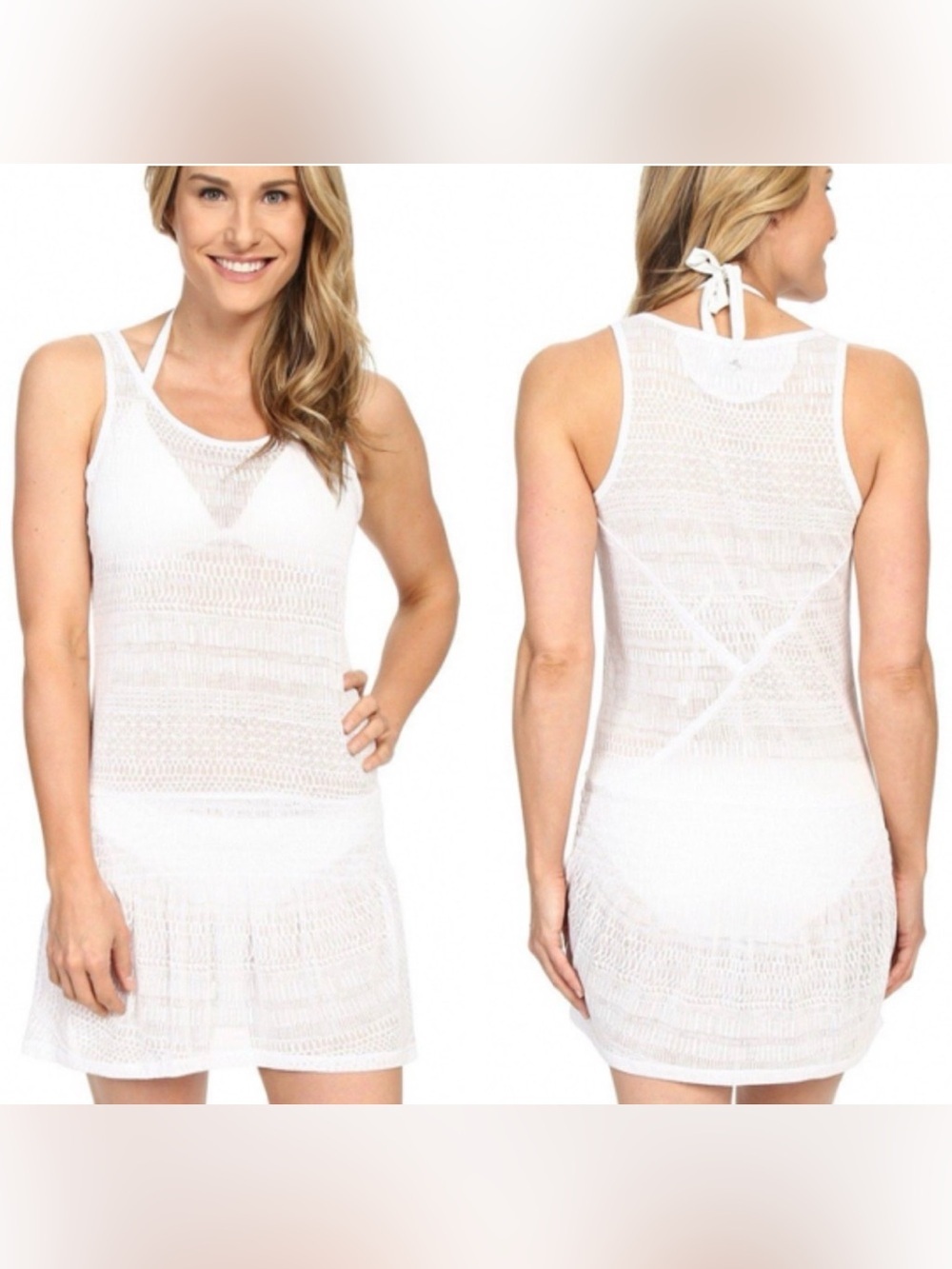 Prana Zaide White Crochet Laced  Swimsuit  Cover-Up Dress